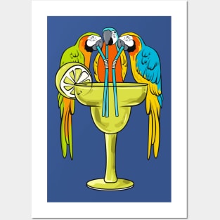 Parrots Drinking Margarita Funny Hawaii And Bird Lover Gift Posters and Art